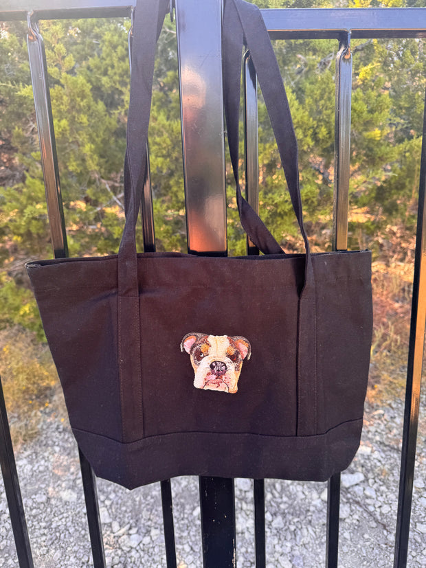 The Custom Embroidered Black Tote